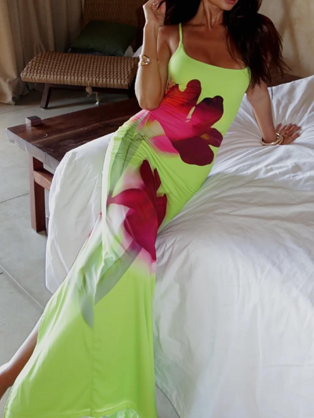 White Fox Boutique Take a Breath Maxi Dress in Lime Blossom